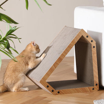 FUKUMARU Cat Scratcher House, Cozy Cardboard Design, Safe and Secure for Kittens, Eco-Friendly, 16.14 in Bevelled Surface, Maximum Load Capacity 22 Lbs