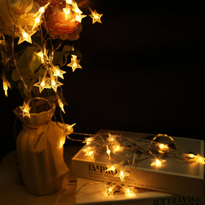 Yoitomehy Star String Lights Battery Operated, 17 ft 50 LEDs, Christmas Fairy Lights, String Lights Battery Powered for Kids Bedroom Wedding Mantel Patio Dorm Decor, Warm White