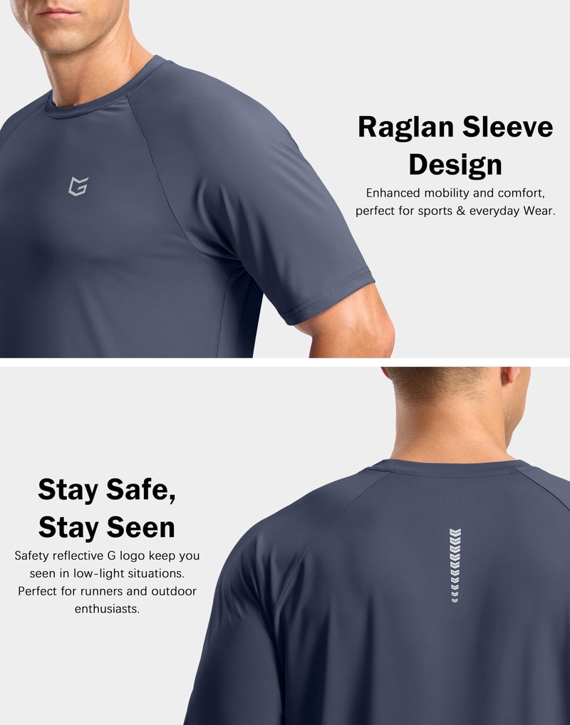G Gradual Men's Athletic Workout T-Shirts Moisture Wicking Cooling Running Shirts Short Sleeve Performance Tee for Gym Tennis(Dusty Blue,XXL)