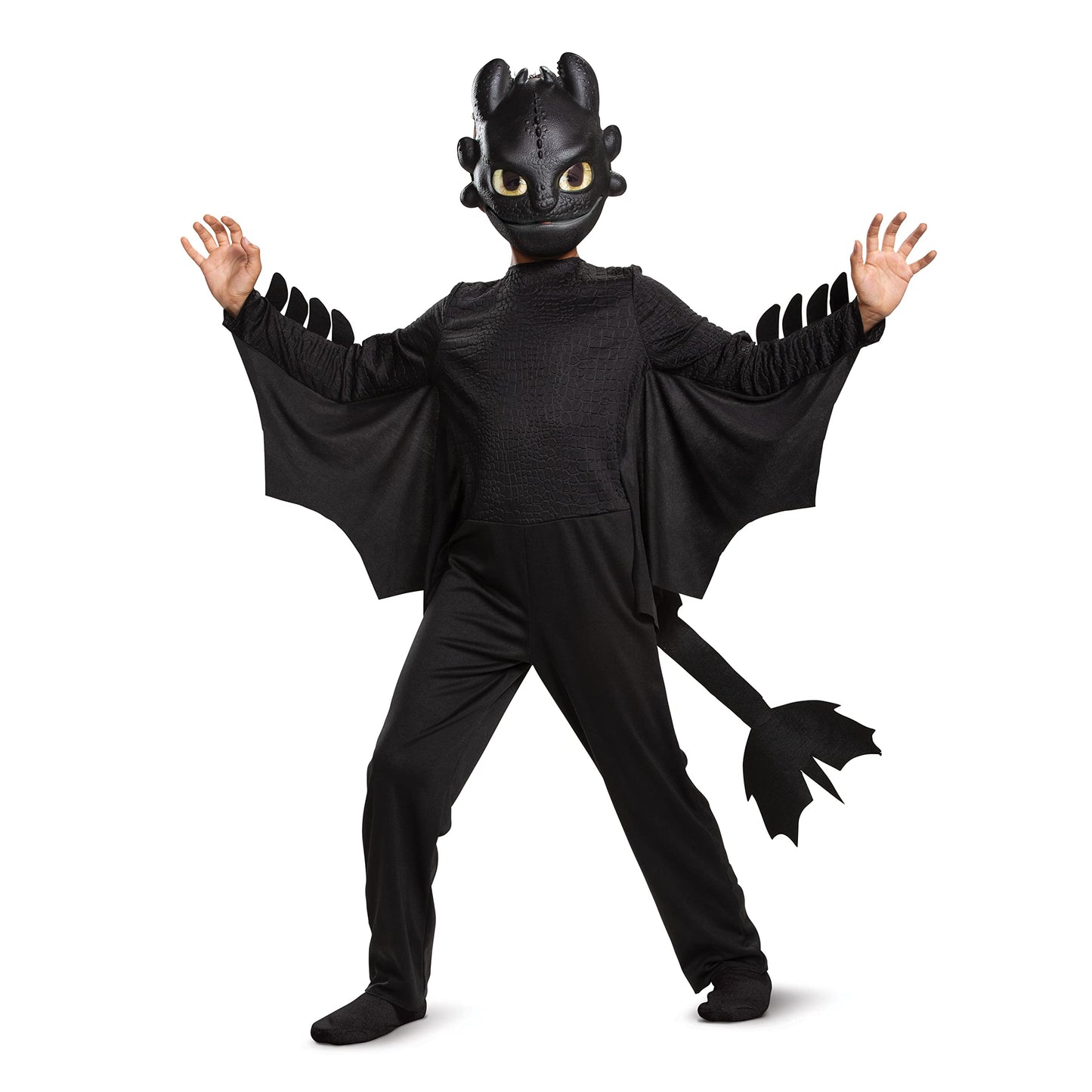 Toothless Classic How to Train Your Dragon Child Costume, Kids Size (7-8),Black