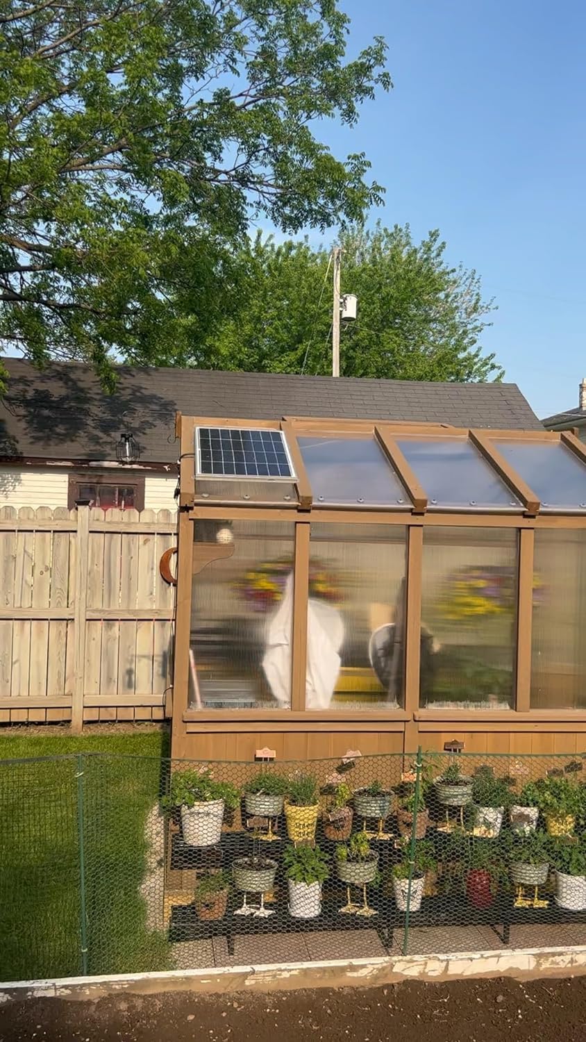 Amtrak Solar 12-Inch 50W Solar Attic Fan with Thermostat, Made in USA – Quiet Gable Vent Fan for Attic, Garage, Shed, Greenhouse – Plug and Play Cooling, Reduces Heat and Moisture