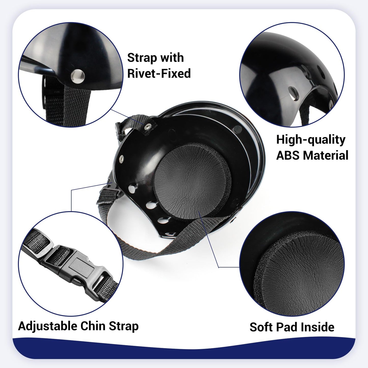 Enjoying Dog Helmet for Small Dogs, Motorcycle Dog Helmets Chihuahua Helmet, Outdoor Bike Doggie Helmets Cat Hat XS to Small Breed, Outdoor Puppy Cap, Adjustable, Black S