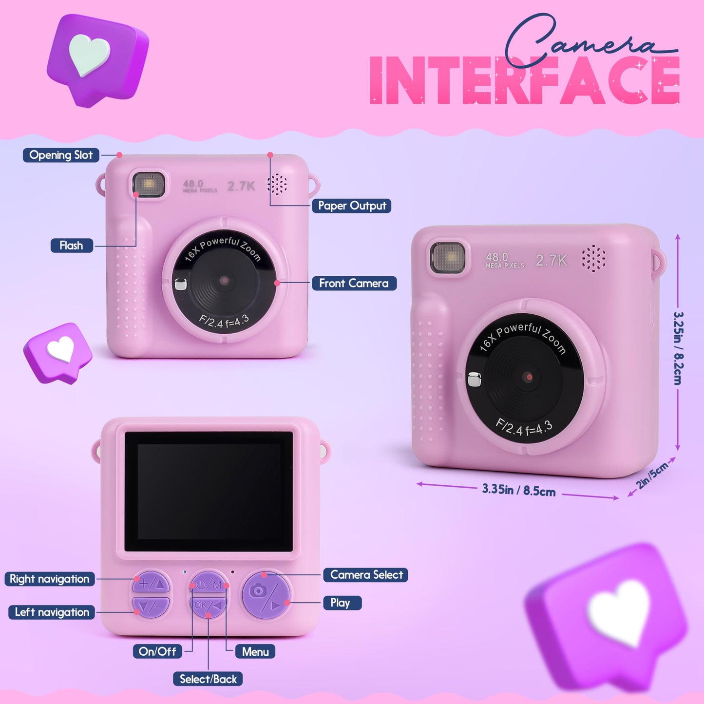 FINcredible Photomaker Kit - Instant Print Camera for Kids Plus DIY Journal Kit for Girls - 150 Pcs Tween Journal & Camera for Girls - 6 7 8 9 10 11 12 13 14 Year Old Girl (Lilac)