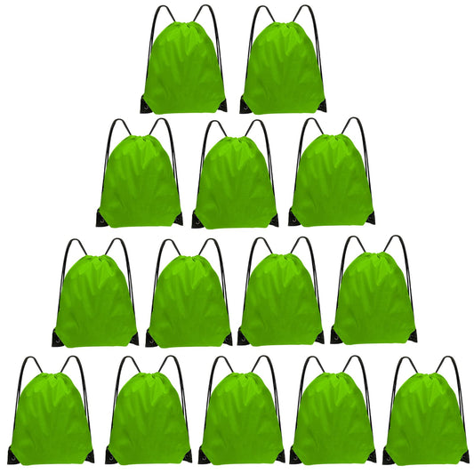 Grneric Drawstring Bags Bulk 14 Pcs Drawstring Backpack Bulk Cinch Bag Sackpack for Men Women Gym (Green)