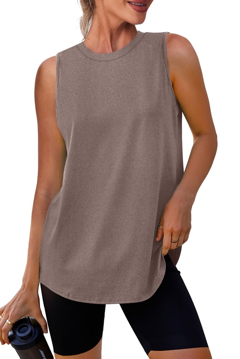 XIEERDUO Workout Tank Tops for Women Sleeveless Running Shirts Activewear Gym Yoga Tops Camel Brown L