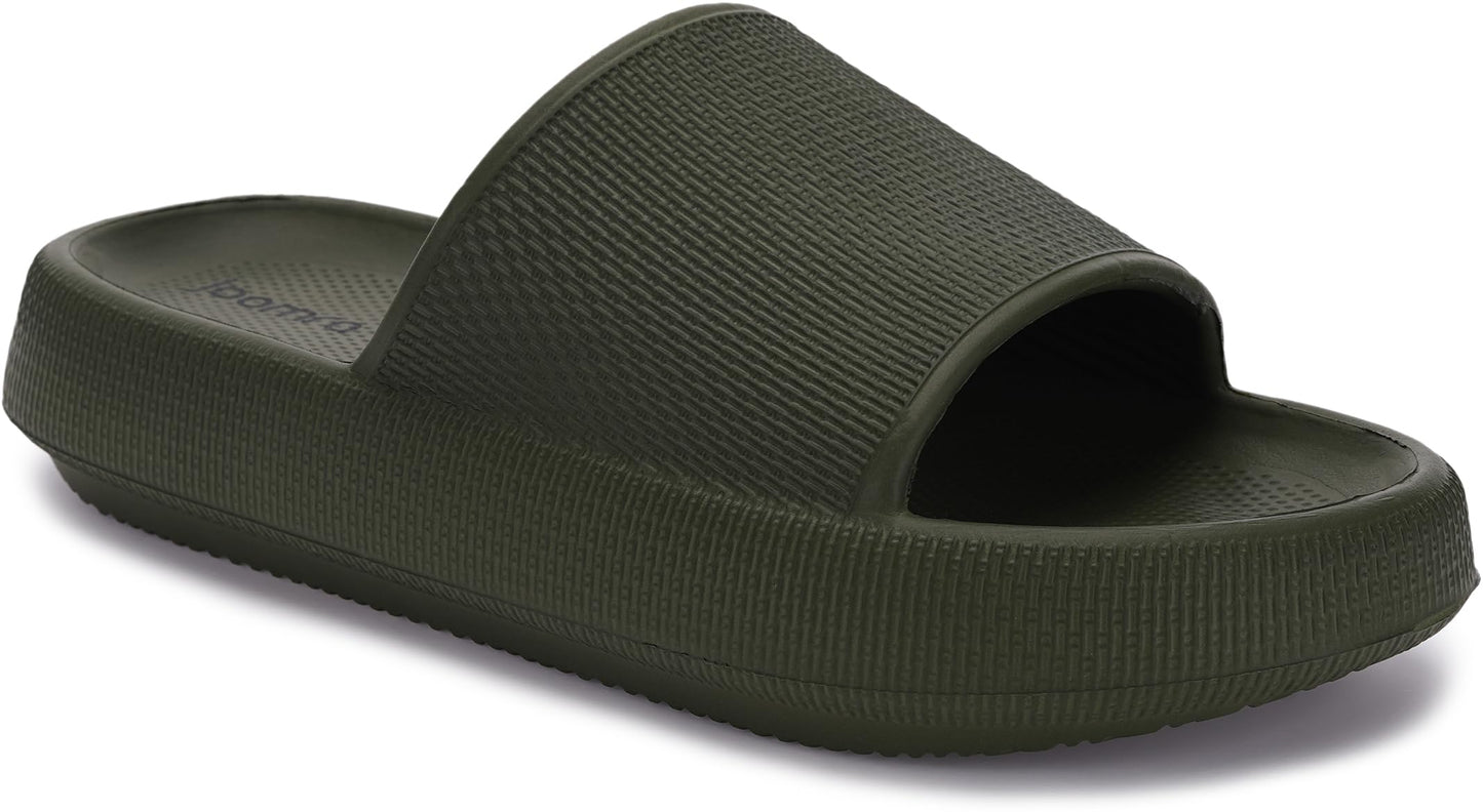 Joomra Slides Slippers for Womens Men Athletic Cushion Non-Slip Pillow House Beach Spa Garden Sandals Ladies Male Sandalias Sandles Army Green 35-36