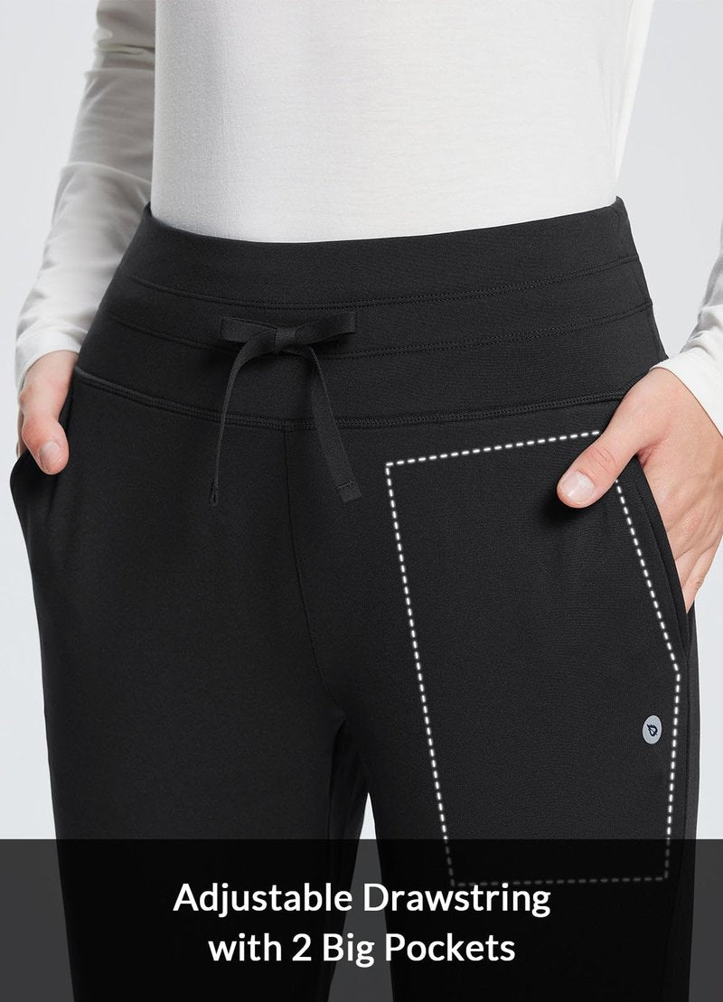 baleaf Women's Fleece Lined Pants Water Resistant Winter Thermal Warm High Waisted Joggers Sweatpants Hiking Running Leggings Black M