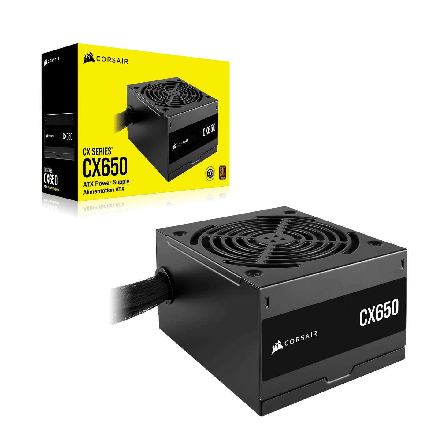 CORSAIR CX650 80 PLUS Bronze Non Modular Low-Noise ATX 650 Watt Power Supply - UK - Black