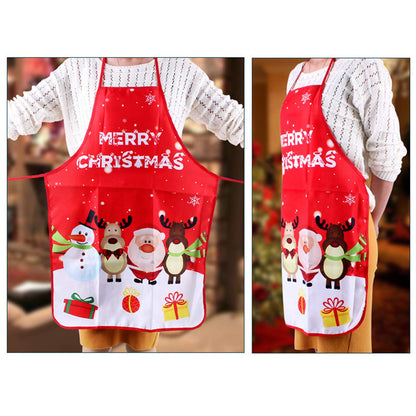 LeeLoon 2 Pack Chistmas Apron, Holiday Kitchen Apron Christmas Santa Claus/Elk/Snowman Style Decoration Apron for Christmas Dinner Party Cooking Baking Crafting House Cleaning Kitchen