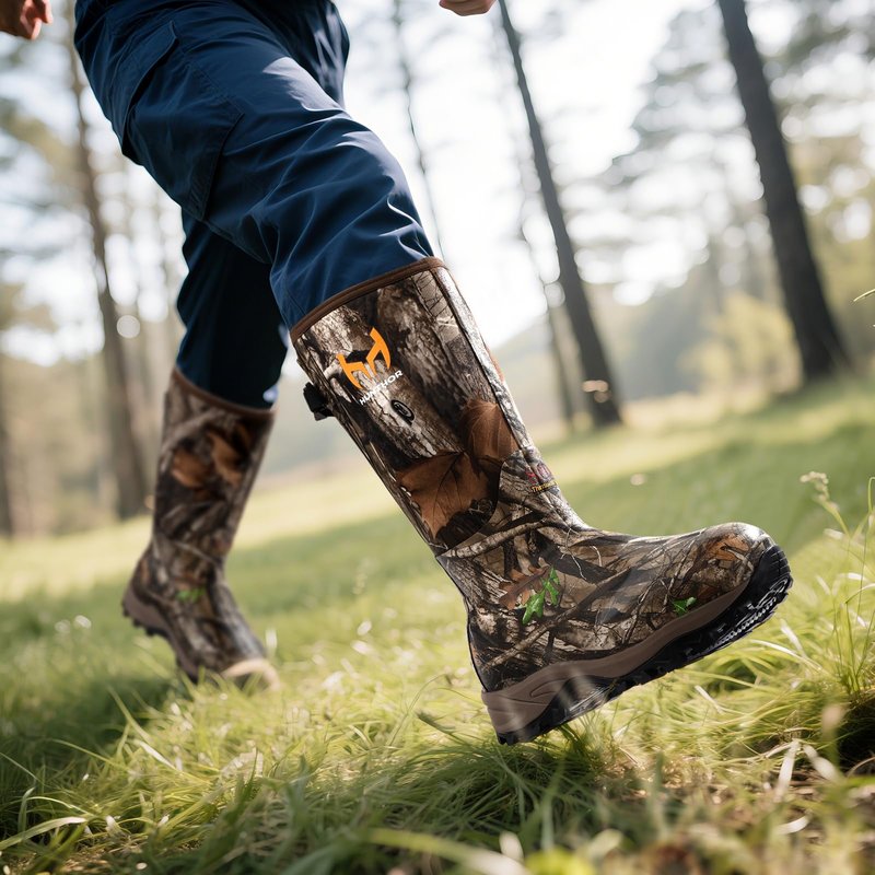 Hunthor Rubber Hunting Boots for Men with 800g Insulation, Waterproof Insulated 6mm Neoprene Shoes for Outdoor Hunting (Next Camo, Size 6-14)