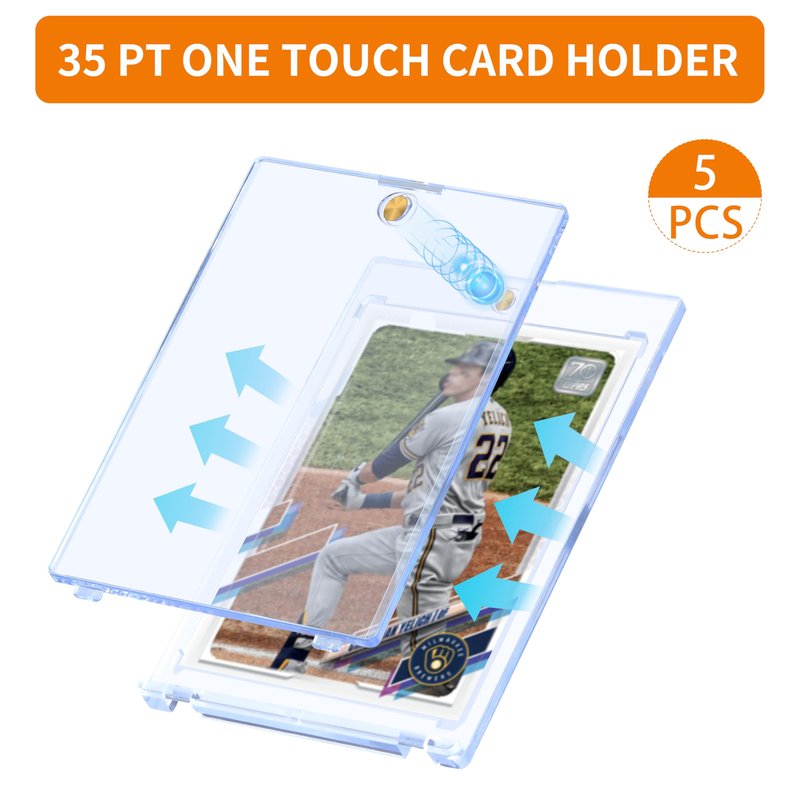 QTYORD 5 Pack 35PT Magnetic Card Holder for Trading Cards, One-Touch Card Case Holder for Baseball Football Sports MTG TCG Collectable Cards