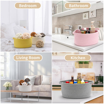Happyiren Cute Woven Storage Basket with Handle, Baskets for Gifts Empty, Gift Baskets for Christmas Birthday Baby Shower Burr, Decorative Organizer Box for Baby Toy Pet, 13" D x 8" W x 6" H