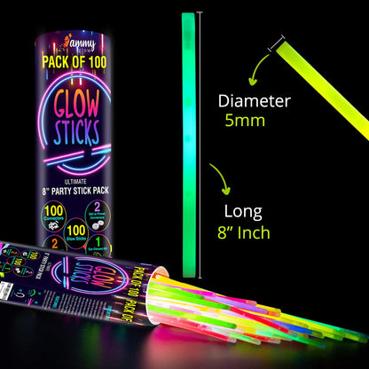 Glow Sticks Party Packs – 100 Glow in the Dark Party Supplies - Bracelets-Eye Glasses-Necklaces – Neon & Festival Accessories –Halloween Decorations- Kids Party Favors & Bag Fillers – 205 PCS