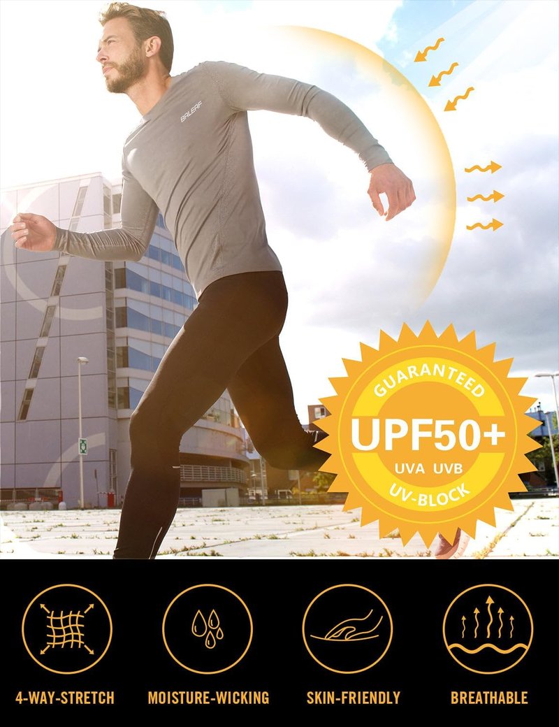 Baleaf Men's UPF 50+ Sun Protection Shirt - Quick Dry Long Sleeve Rash Guard for Fishing & Swimming