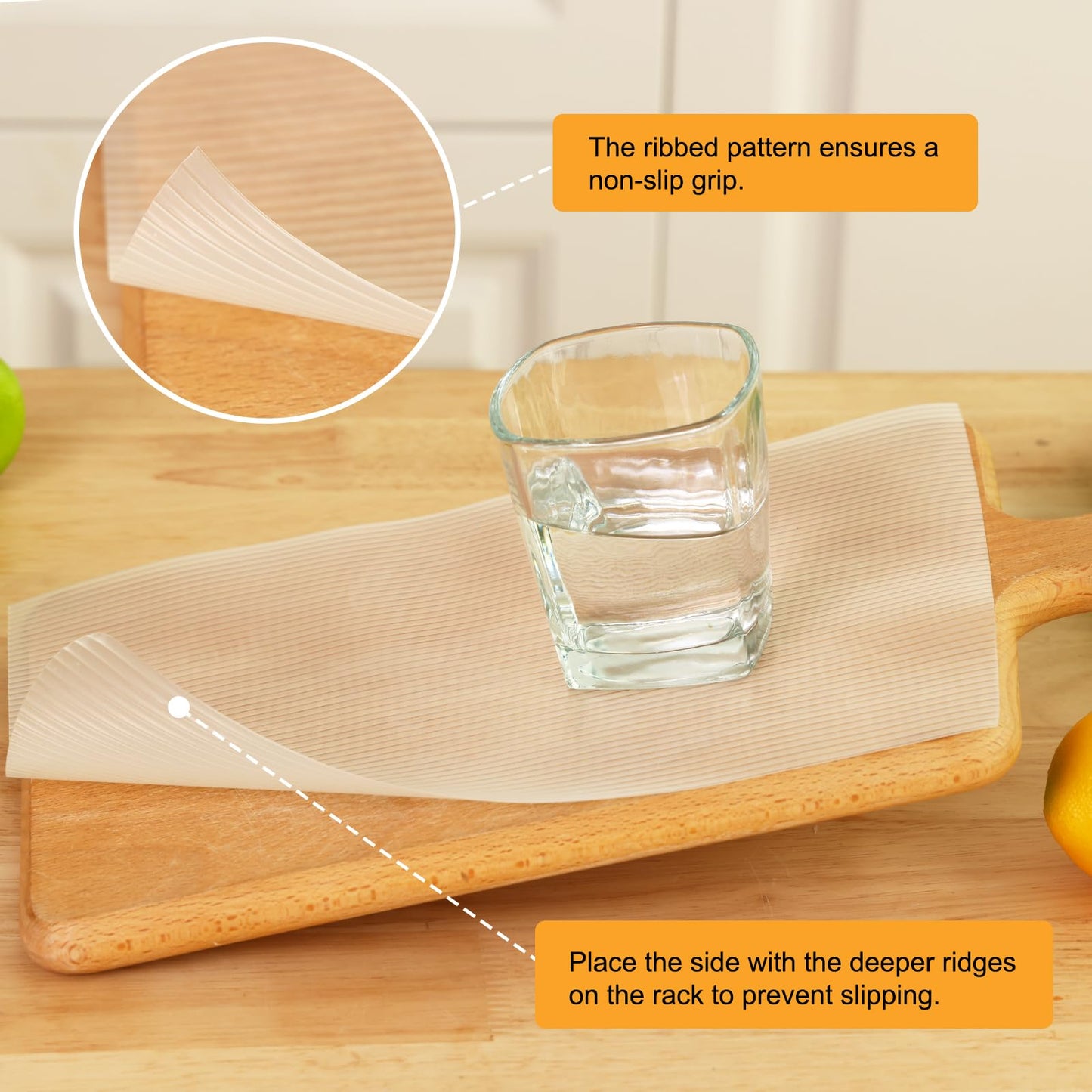 BAKHUK 4 Rolls Shelf Liner, 12 Inch x 25 FT Cabinet Liners for Shelves Non Slip, Non Adhesive Drawer Liner Waterproof, Clear Ribbed Washable Refrigerator Liners Fridge Mats for Kitchen Pantry