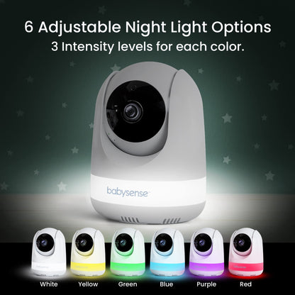 Babysense 5.5” 1080p Full HD Split-Screen Baby Monitor, Video Baby Monitor with Camera and Audio, Two PTZ Cameras, RGB Night Light, 300m Range, Two-Way Audio, 4x Zoom, 5000mAh Battery