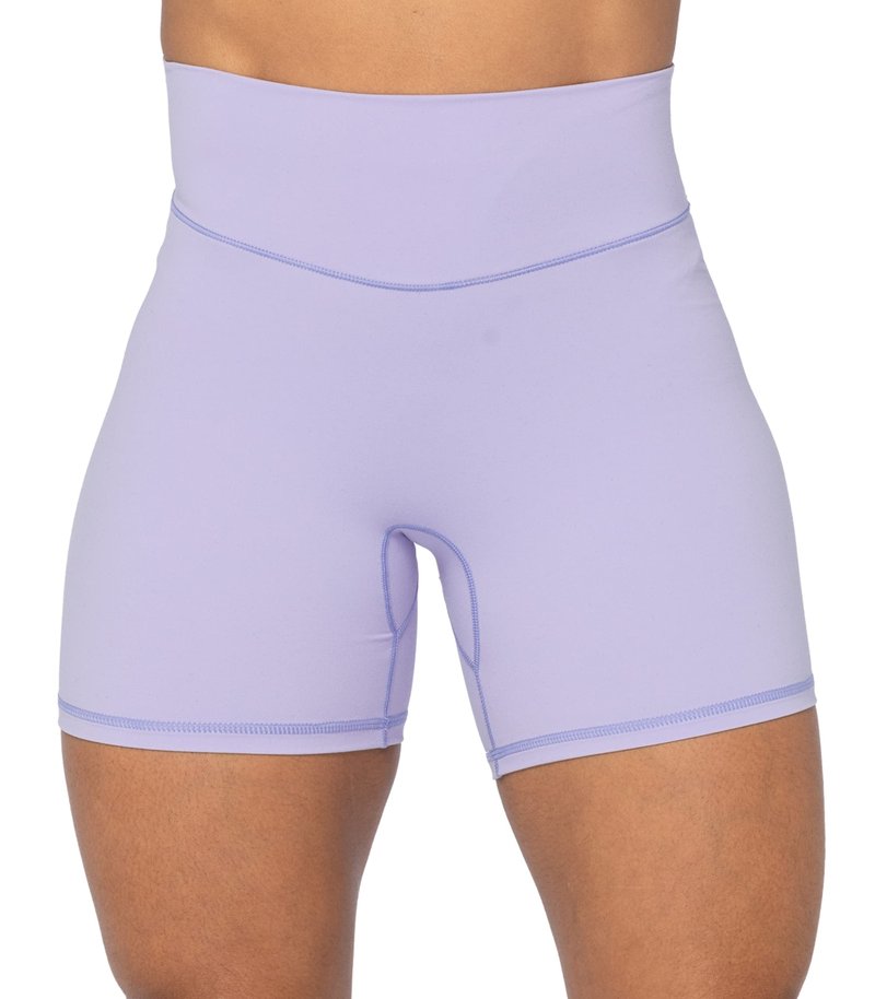 Sunzel 5" High Waist Biker Shorts for Women No Front Seam Soft Yoga Workout Gym Bike Shorts Tummy Control Squat Proof Lilac