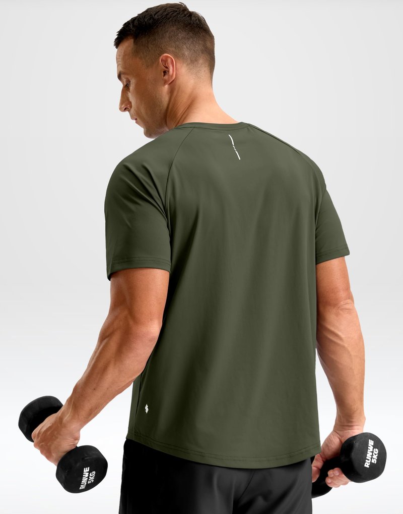 Soothfeel Mens Workout Shirts Quick Dry Athletic Running T-Shirts Short Sleeve Cooling Moisture Wicking Gym Active Tee Tops Olive XL