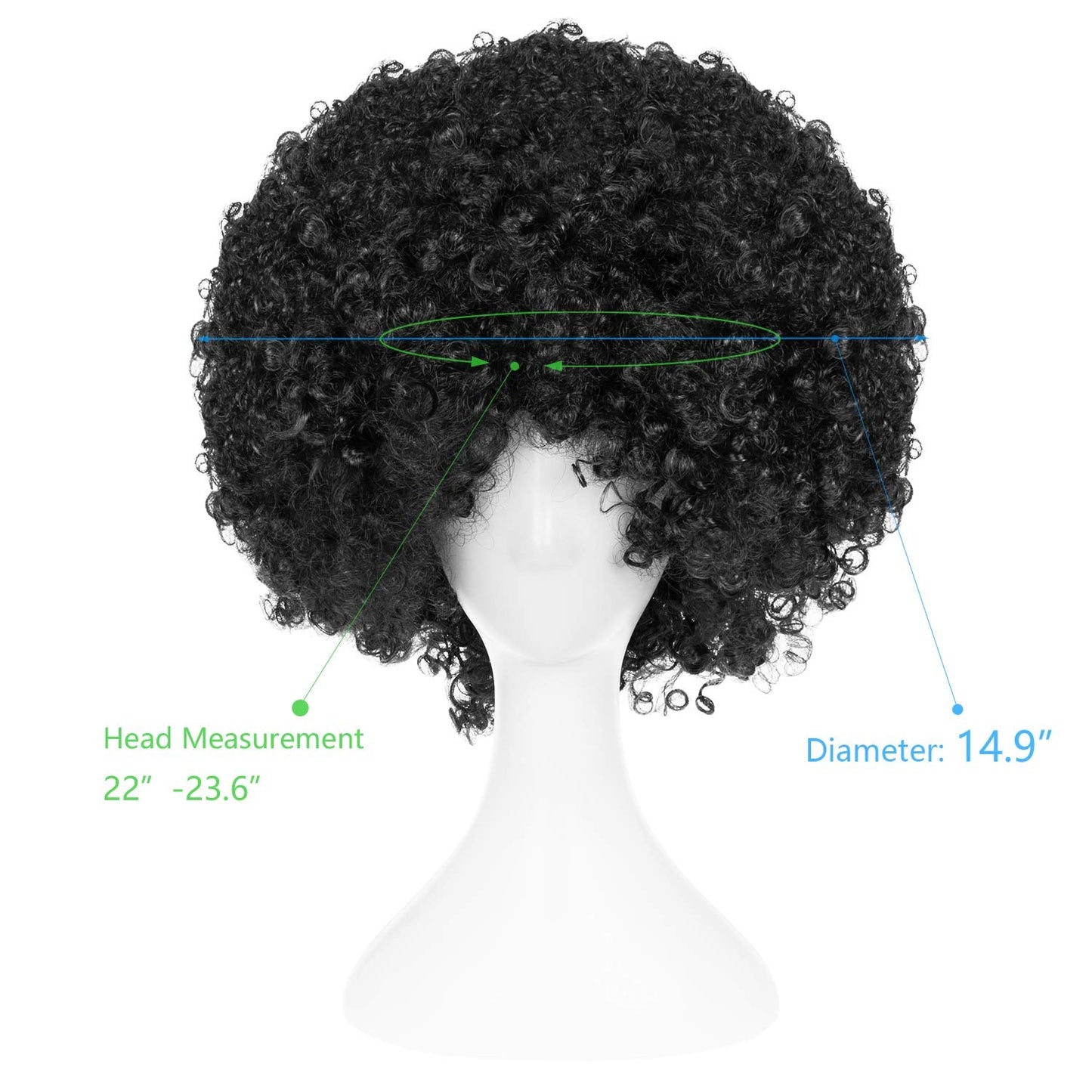 Joy Join Unisex Short Fluffy Afro Funny Wigs for Halloween,Holiday Party Clown Costume (Black)