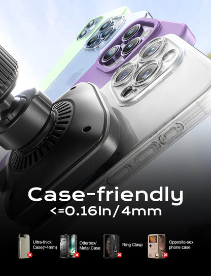 CHGeek for 15W Magsafe Car Mount Charger, iPhone Wireless Car Charger Magnetic Car Phone Holder Mount Fit iPhone 16 15 14 13 Magsafe Case, Vent/Windshield/Dash Phone Mount Holder Fast Cooling Charger