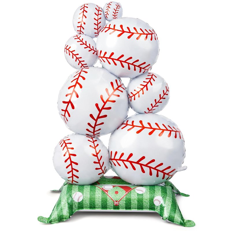 Soulchen 1 Pcs 3.5 ft Giant Self Standing Baseball Foil Balloons for Baseball Birthday Party Decoration Team Celebration Decor Backyard BBQ Sports Themed Party Supplies