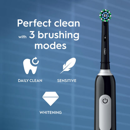 Oral-B Pro 1 Electric Toothbrush For Adults, Oral B Electric Toothbrushes Adults, With 3D Cleaning, 1 Toothbrush Head, Gum Pressure Control, 2 Pin UK Plug, Black