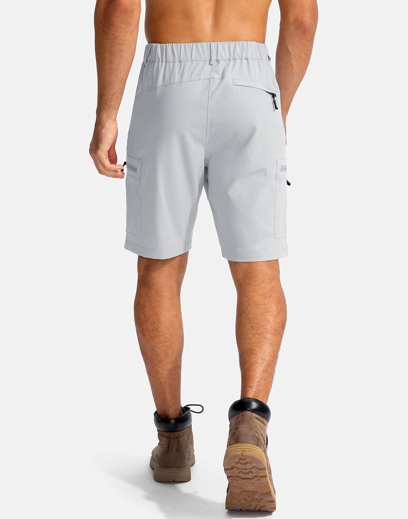 Pudolla Men's Hiking Cargo Shorts 9" Lightweight Outdoor Work Shorts for Men Travel Golf Camping Casual with 5 Zipper Pockets(Bright Grey 3X-Large)