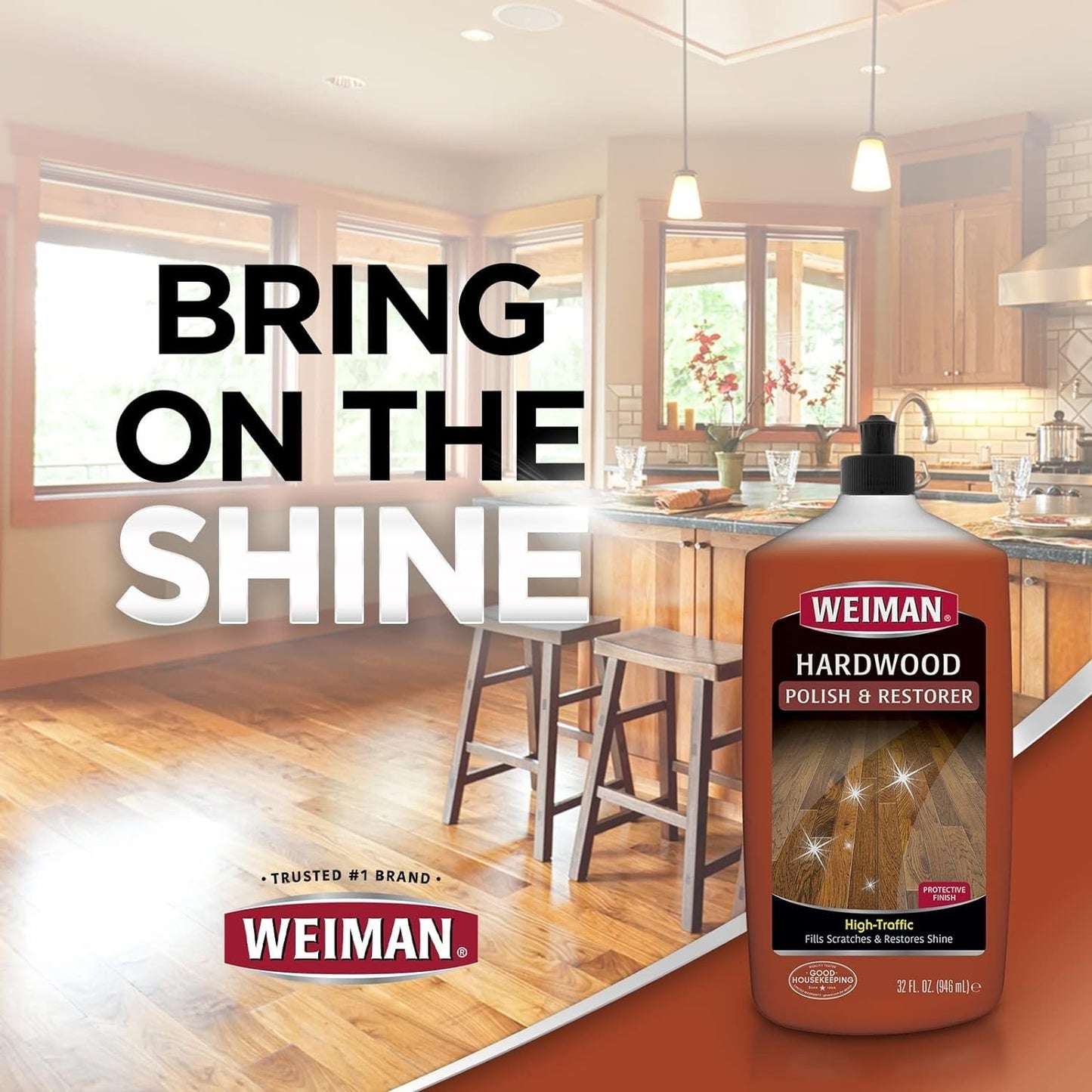 Weiman Hardwood Floor Cleaner and Polish - Restorer Combo - Wood Floor Cleaner - 2 Pack