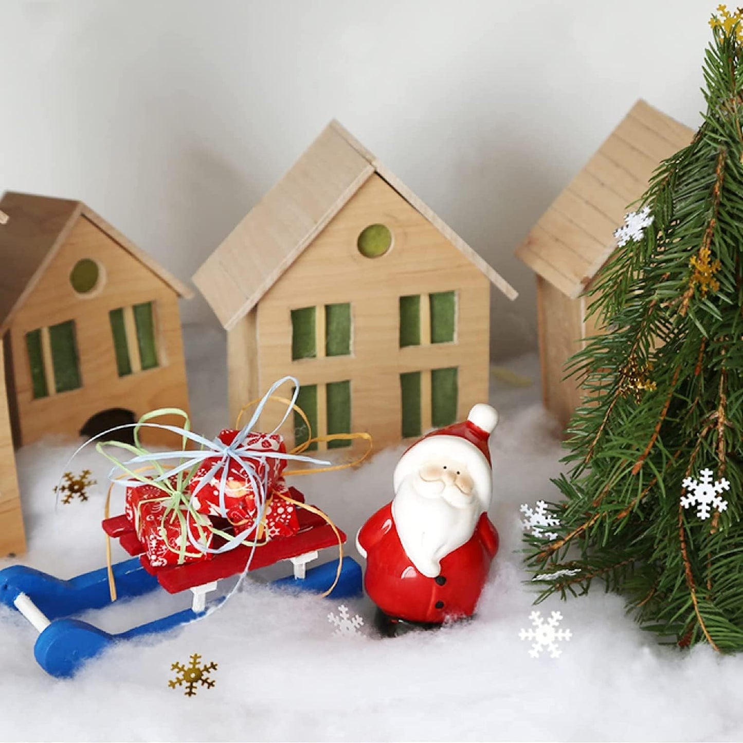 Christmas Fake Snow Decor, Fiber Artificial Snow Cotton Snow Fluffy Indoor Decoration, Flame Resistant Snow Blankets for Winter Mantle Village, Nativity, Christmas Decoration