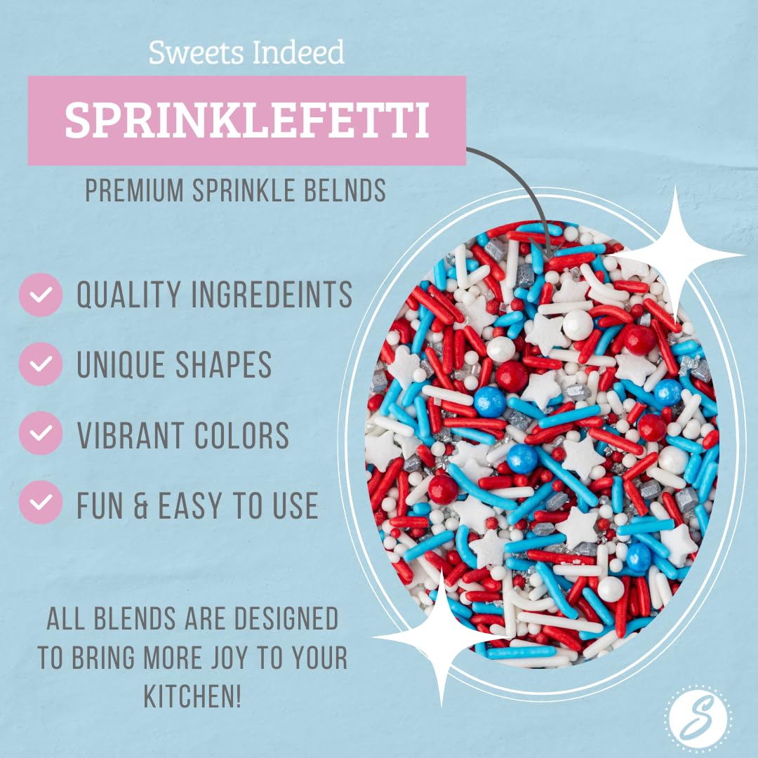 Sweets Indeed Sprinkles, Edible Sprinkle Mix, Perfect for Cake Decorations, Baking, Ice Cream, Cookies, Cupcake Topper (Patriotic)