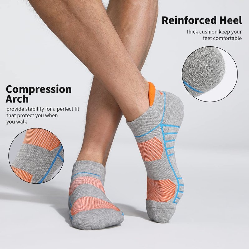 Lapulas Athletic Ankle Socks Performance Running Low Cut Cushioned Sports Tab Socks 6Pairs X-Large