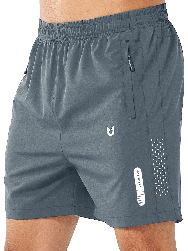 NORTHYARD Men's Athletic Running Shorts Gym Workout 7"/9"/5" Quick Dry Lightweight Sports Basketball Tennis 3 Zipper Pockets COOLGREY-5inch 4XL
