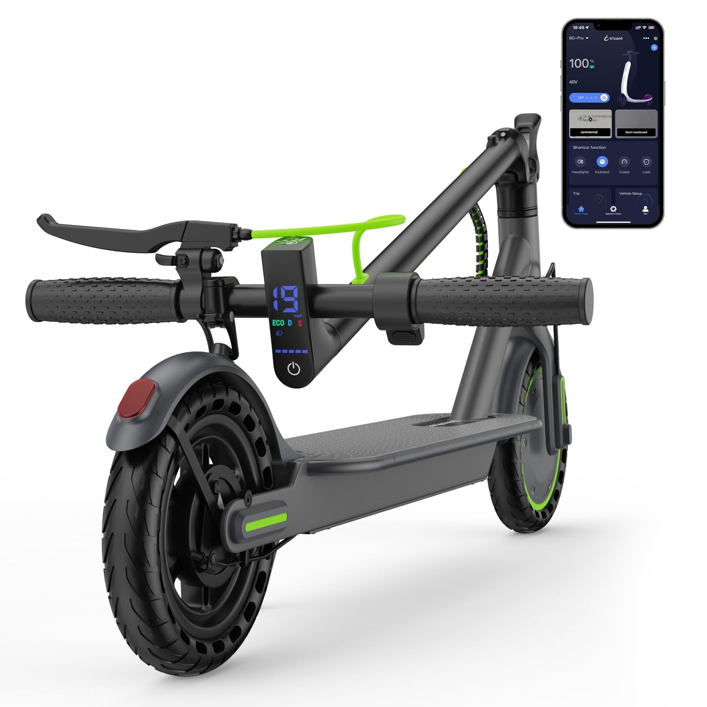 Aovowheel Electric Scooter for Adults, Folding E Scooter with 350W Motor 19 Mph Top Speed, Max 23 Miles Long Range, 8.5''Tires Commuting Scooters with Dual Brakes System, APP