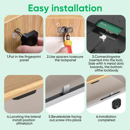 Bluetooth Fingerprint Cabinet Lock With Phone/Watch App Unlock, Smart Biometric Keyless Hidden File Drawer Wardrobe Lock, Child Safety Electric DIY Wooden Furniture