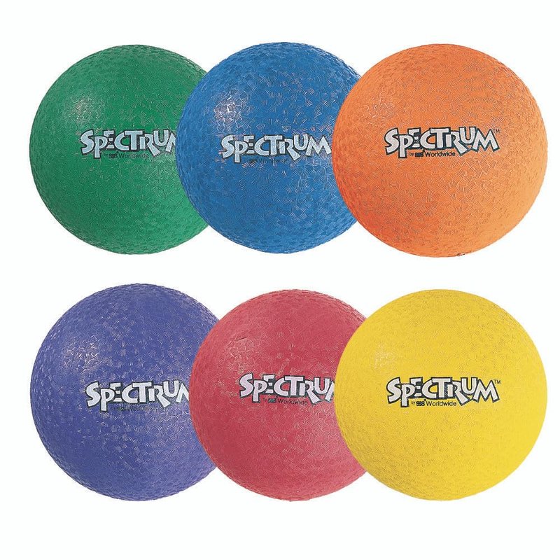 S&S Worldwide Spectrum™ Playground Balls Set, 10", Durable 2-Ply Rubber, Multi-Color (Set of 6)