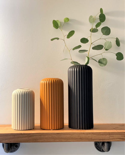 Rumi Decor Modern Ceramic Vases for Living Room, Coffee Table, Home, Fireplace, Shelf Accents, Dining Table - Black