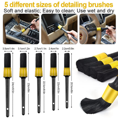 Herrfilk Car Cleaning Set, 20 Pieces Car Care Set, Car Detailing Brush Car Wash Set for Car Cleaning Interior and Exterior, Air Vent, Dashboard, Motor, Wheels, Household Cleaning