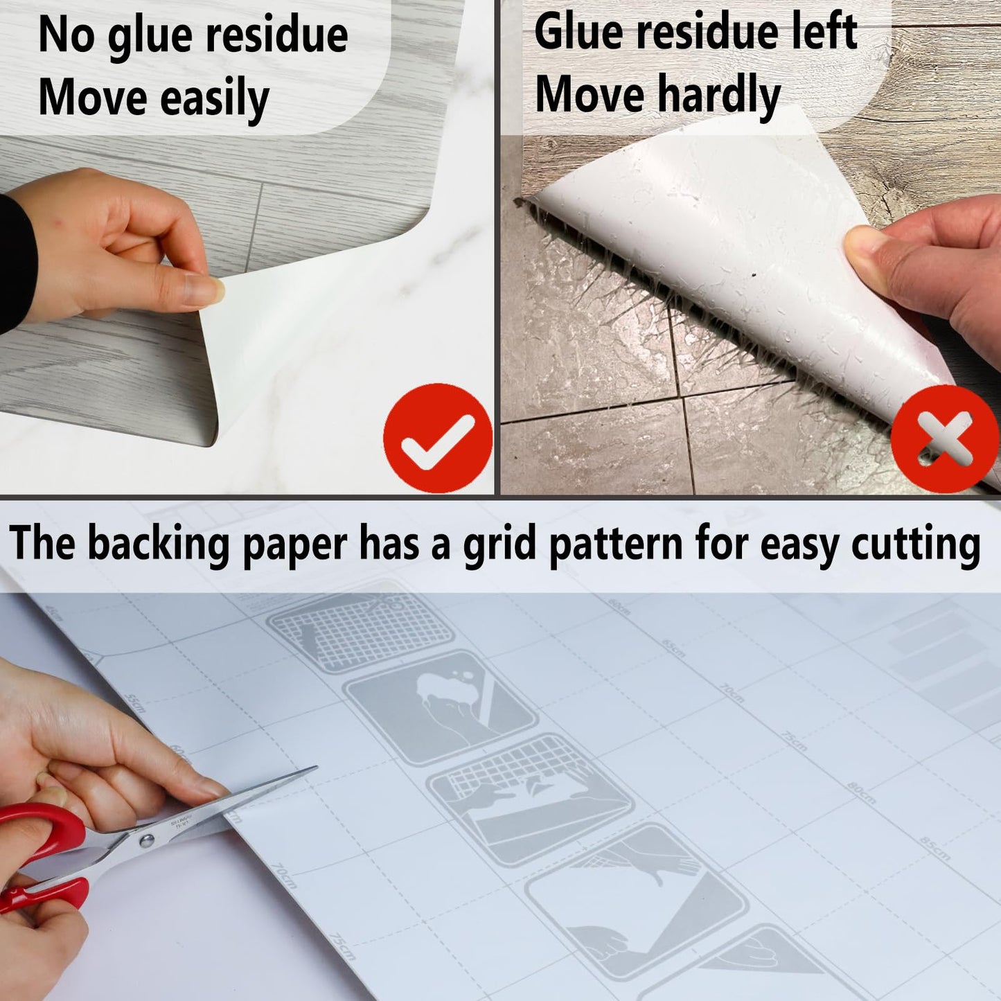 WIFEA Self Adhesive Vinyl Flooring Roll 23.6"x 118"/19 Sq.Ft Wood Grain Peel Stick Floor Tiles, Wear-Resistant and Waterproof Vinyl Plank Flooring for Bedroom Living Room Office Balcony RV White Grey