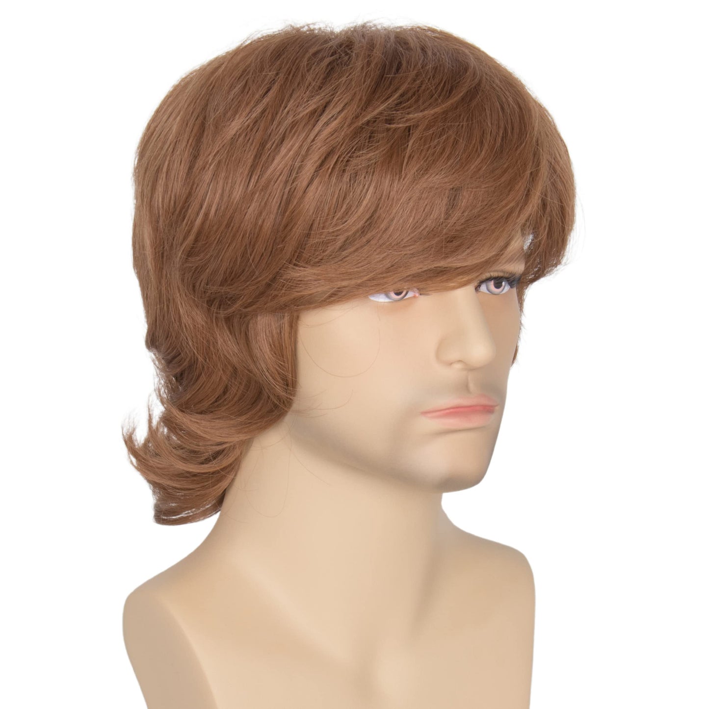 Miss U Hair Shaggy Wig Men Short Wavy Brown Wig Halloween Cosplay 60s 70s Male Rocker Costume Hair
