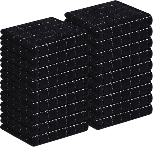 Homaxy 100% Cotton Terry Kitchen Towels, Checkered Designed, Soft and Super
