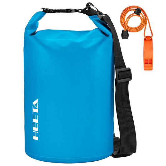 HEETA Waterproof Dry Bag for Women Men (Upgraded Version), Roll Top Lightweight Dry Storage Bag Backpack with Emergency Whistle for Travel, Swimming, Boating, Kayaking, Camping, Beach (Blue, 10L)