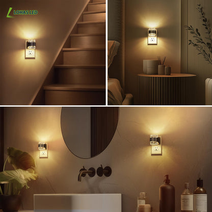 L LOHAS LED Night Light, Bubble Night Lights Plug into Wall,2 Pack 3000K/4000k/5000K Adjustable Color Temperature Night Light,Dimmable Nightlights with Dusk to Dawn Sensor for Rooms Bathroom Hallway