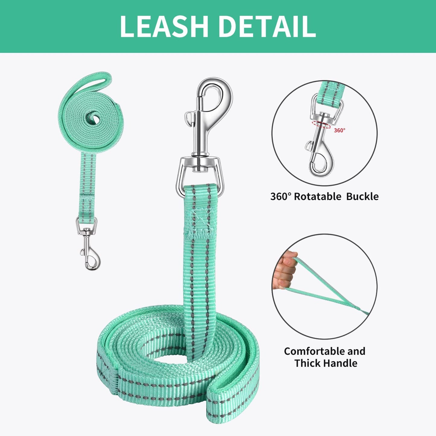 AMTOR Small Dog Harness with Leash Set, No Escape Easy Walk Puppy Harnesses for Training Walking, Step-in Reflective Soft Dogs Vest for XS S Medium Extra-Small Large Sized Dog(Green,S)