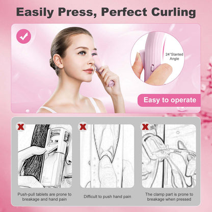 HEBECA Heated Eyelash Curlers, Electric Lash Curler with Innovative Heating Silicone Pad for Lifted Lashes 24 Hours,Quick Rechargeable 600mAh Battery EC2001 (Pink)