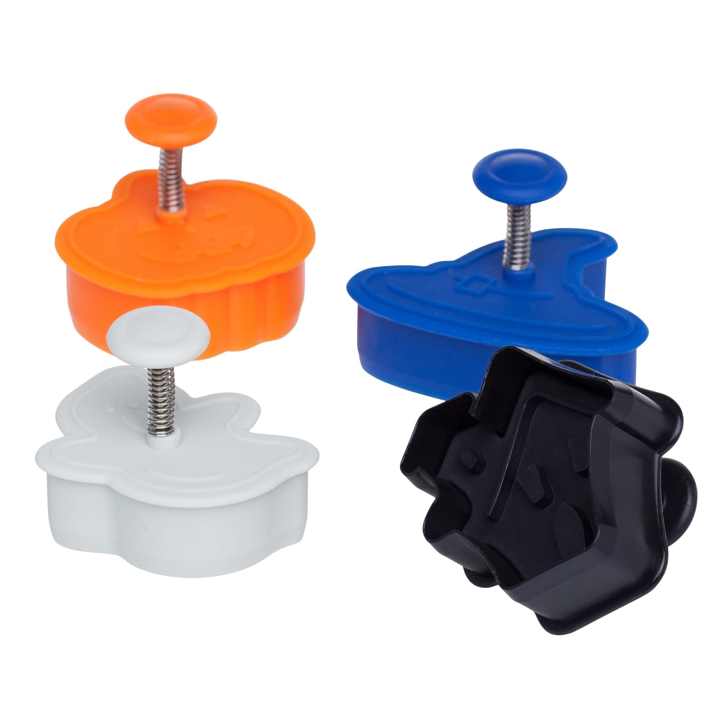 Ateco Halloween Themed Plunger Cutters, Set of 4 Shapes for Cutting Decorations & Direct Embossing, Spring-loaded Handle, Food Safe Plastic