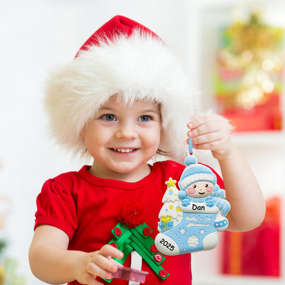 2025 Christmas Baby's First Boy Ornament Personalized Baby Boy Decoration Christmas Tree Ornament Baby's 1st Customized Handwritten Keepsake for Newborn Free Personalization