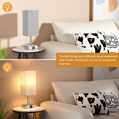 Aooshine Bedside Lamps, Touch Control Table Lamp with USB A+C Charging Ports, Lamps 3 Way Dimmable, for Bedroom Living Room Grey Fabric Shade (LED Bulb Included)