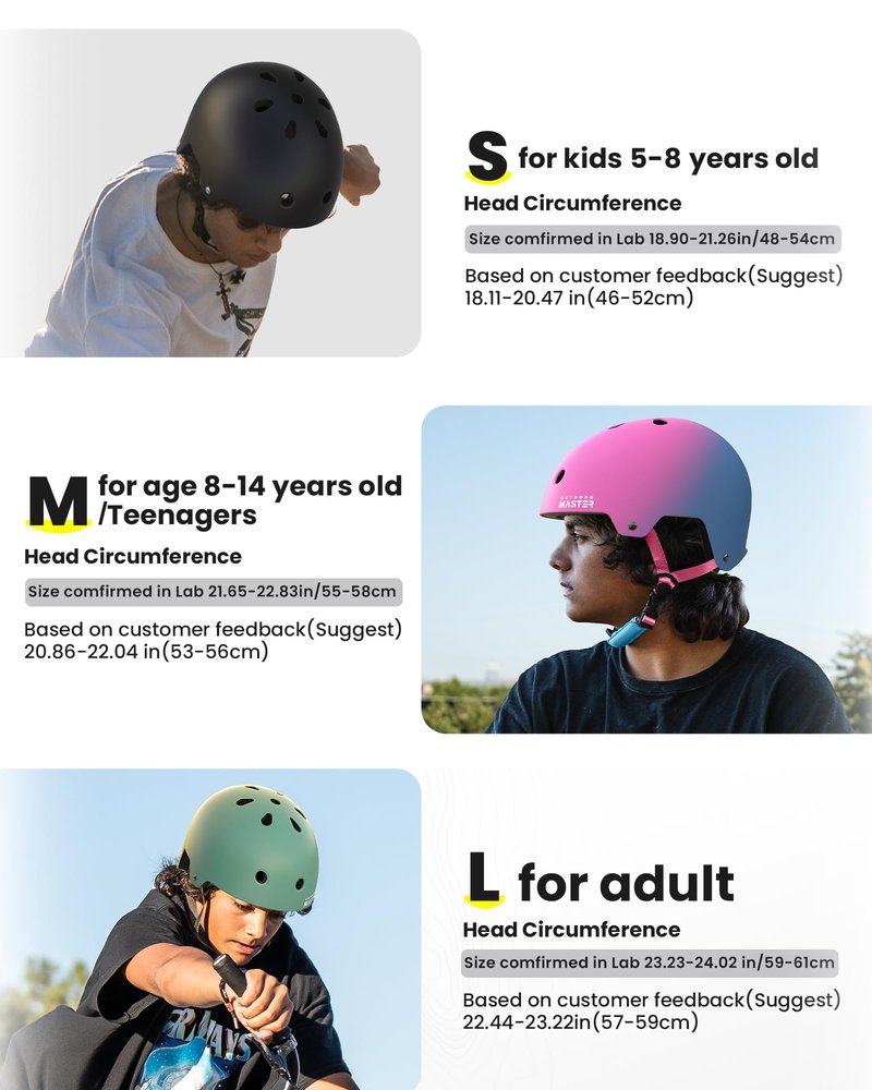 OutdoorMaster MIPS Skateboard Helmet - Two Removable Liners Ventilation Multi-Sport Scooter Roller Skate Inline Skating Rollerblading for Kids, Youth & Adults