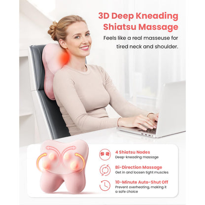 BOB AND BRAD Cordless Back Massager with Heat FSA Eligible HSA Eligible, Shiatsu Neck Massager for Pain Relief Deep Tissue, 3D Kneading Massage Pillow for Pain Relief, Birthday Gifts for Women Men