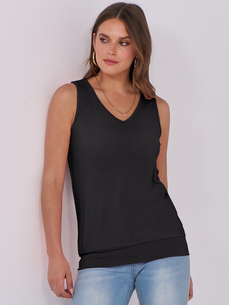 ANRABESS Women Tank Tops Summer V Neck Sleeveless Casual Loose Fit Cute Cami Basic T Shirts Solid Tees 2026 Trendy Outfits Black Large